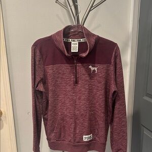 PINK Victoria's Secret Burgundy 3/4 Zip-Up‎ Sweatshirt.